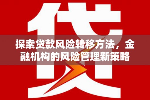竹东探索贷款风险转移方法，金融机构的风险管理新策略