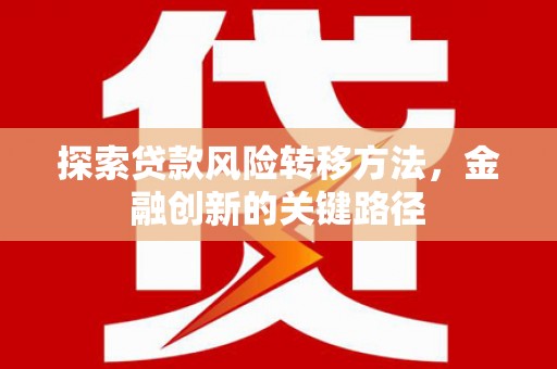 竹东探索贷款风险转移方法，金融创新的关键路径
