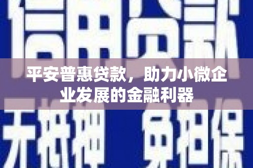 竹东平安普惠贷款，助力小微企业发展的金融利器