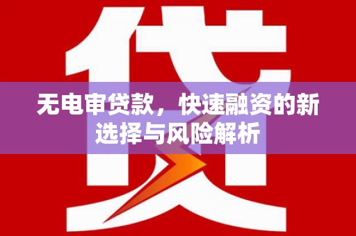 竹东无电审贷款，快速融资的新选择与风险解析