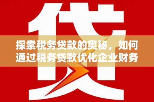 竹东探索税务贷款的奥秘，如何通过税务贷款优化企业财务