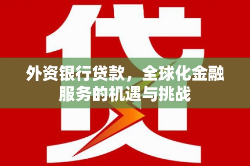 竹东外资银行贷款，全球化金融服务的机遇与挑战